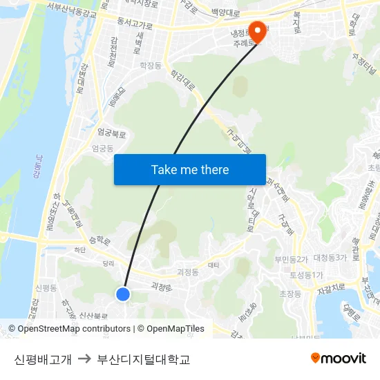 신평배고개 to 부산디지털대학교 map
