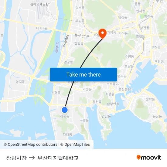 장림시장 to 부산디지털대학교 map