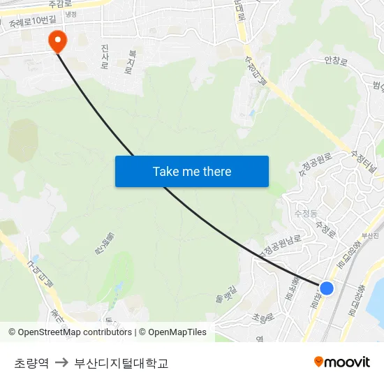 초량역 to 부산디지털대학교 map