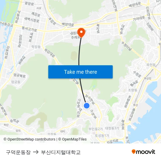 구덕운동장 to 부산디지털대학교 map