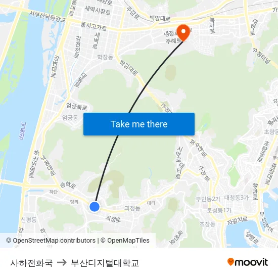 사하전화국 to 부산디지털대학교 map