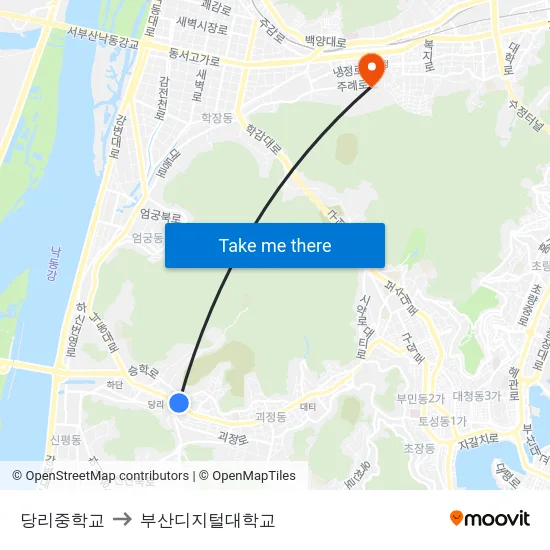 당리중학교 to 부산디지털대학교 map