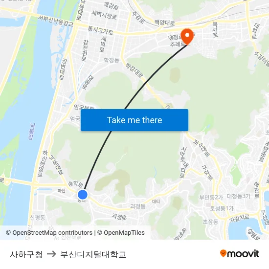 사하구청 to 부산디지털대학교 map