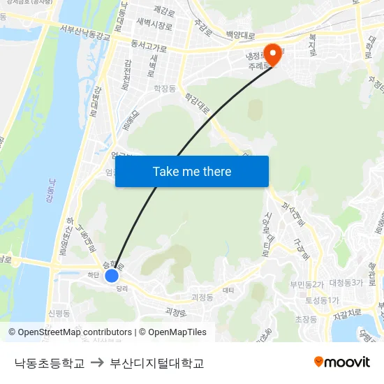낙동초등학교 to 부산디지털대학교 map