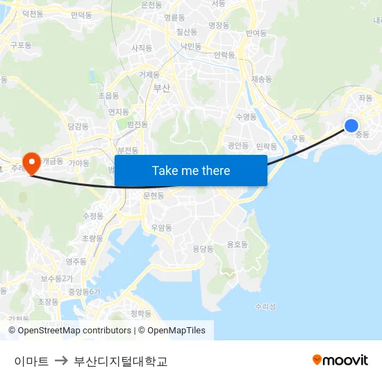 이마트 to 부산디지털대학교 map