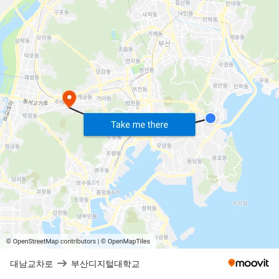 대남교차로 to 부산디지털대학교 map
