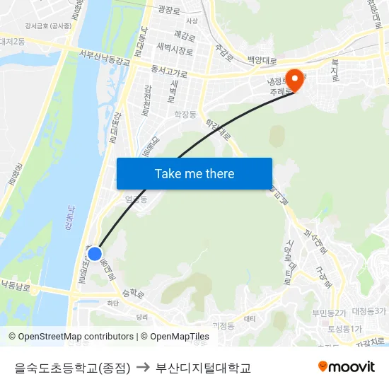 을숙도초등학교(종점) to 부산디지털대학교 map
