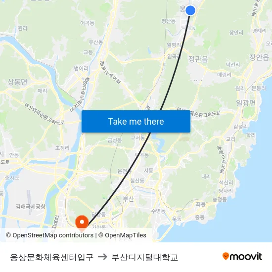 웅상문화체육센터입구 to 부산디지털대학교 map