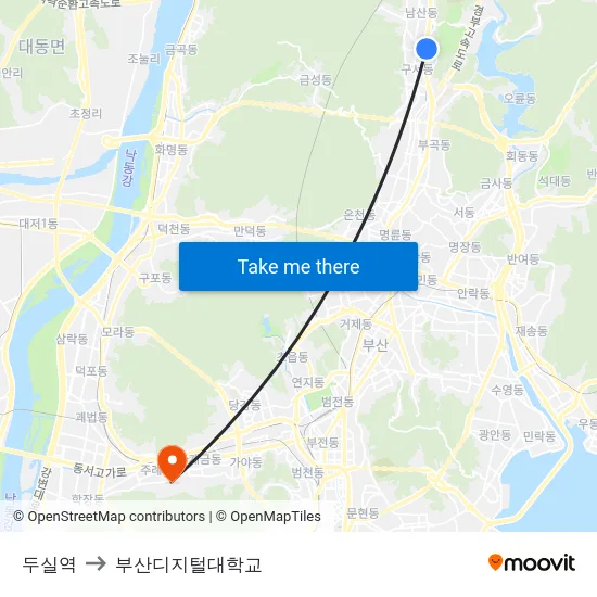 두실역 to 부산디지털대학교 map