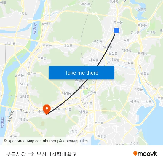 부곡시장 to 부산디지털대학교 map