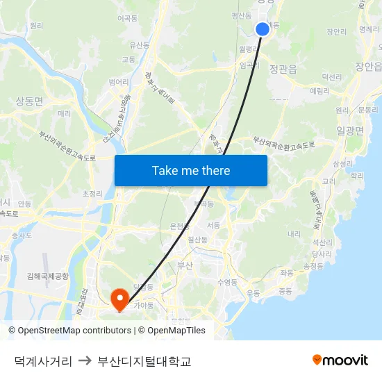 덕계사거리 to 부산디지털대학교 map
