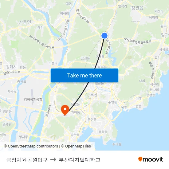 금정체육공원입구 to 부산디지털대학교 map