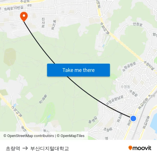 초량역 to 부산디지털대학교 map