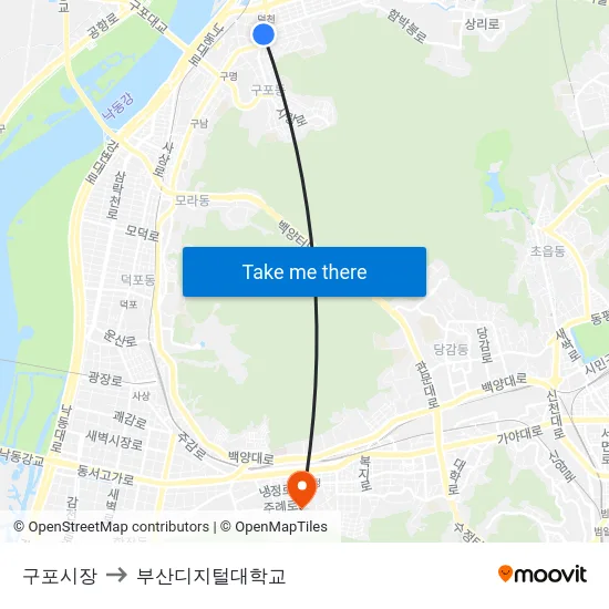 구포시장 to 부산디지털대학교 map