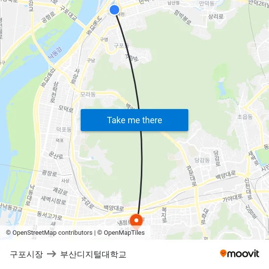 구포시장 to 부산디지털대학교 map