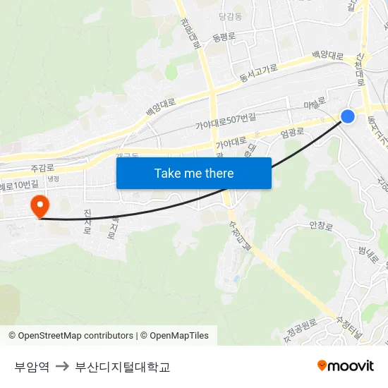 부암역 to 부산디지털대학교 map