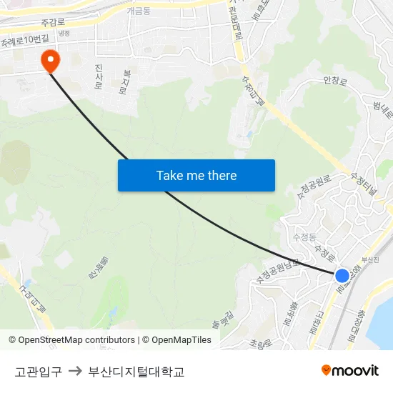 고관입구 to 부산디지털대학교 map