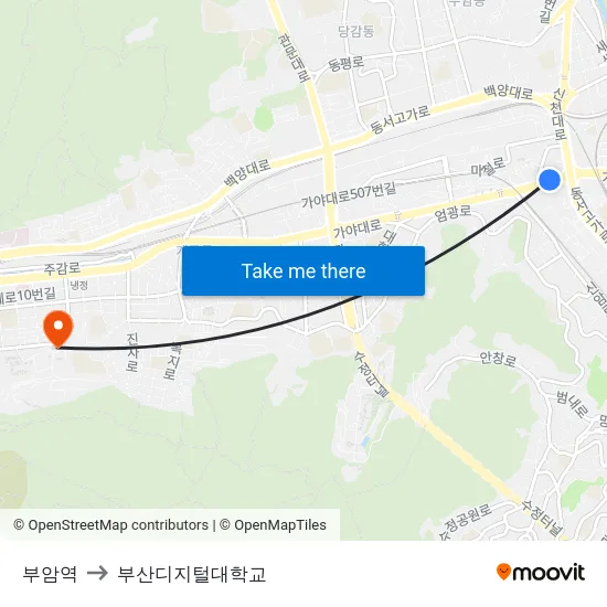 부암역 to 부산디지털대학교 map