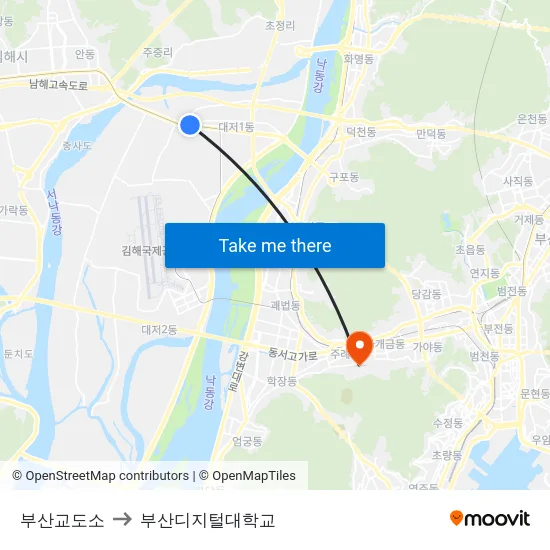 부산교도소 to 부산디지털대학교 map