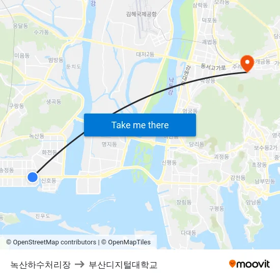 녹산하수처리장 to 부산디지털대학교 map