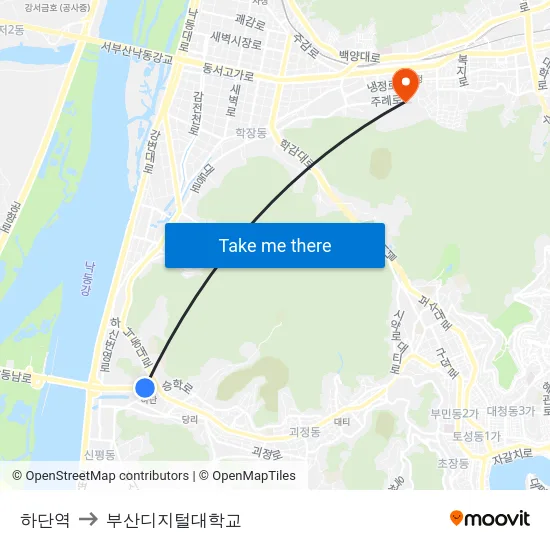 하단역 to 부산디지털대학교 map