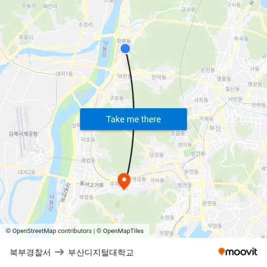북부경찰서 to 부산디지털대학교 map