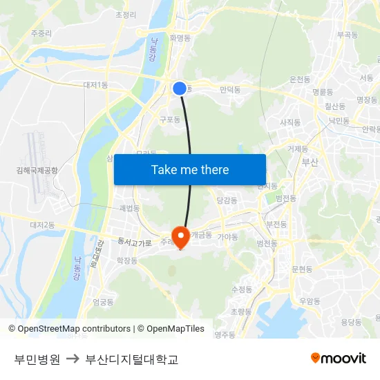 부민병원 to 부산디지털대학교 map