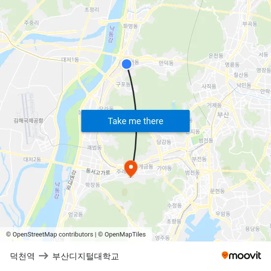 덕천역 to 부산디지털대학교 map