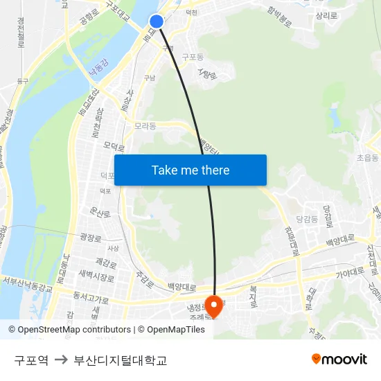 구포역 to 부산디지털대학교 map