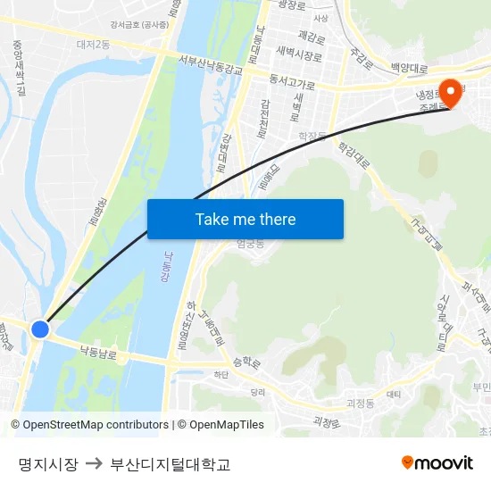명지시장 to 부산디지털대학교 map
