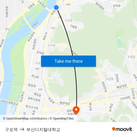 구포역 to 부산디지털대학교 map