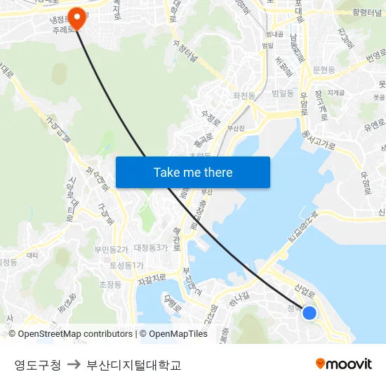영도구청 to 부산디지털대학교 map