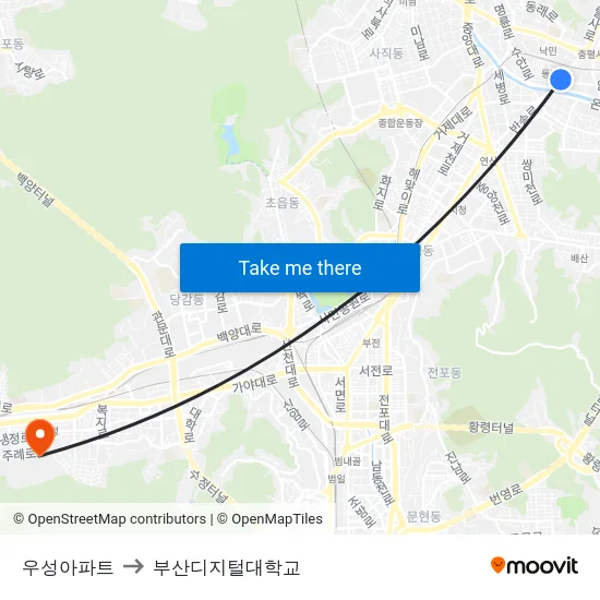 우성아파트 to 부산디지털대학교 map
