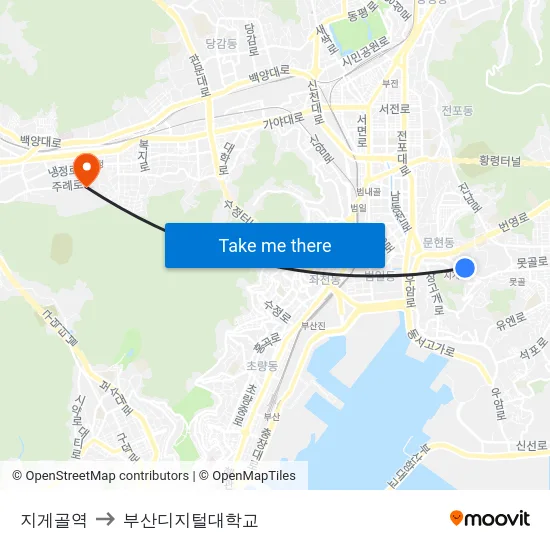 지게골역 to 부산디지털대학교 map