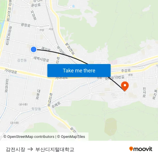 감전시장 to 부산디지털대학교 map