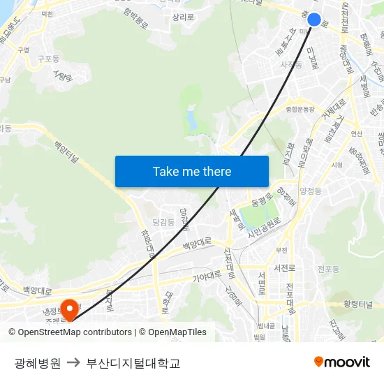광혜병원 to 부산디지털대학교 map