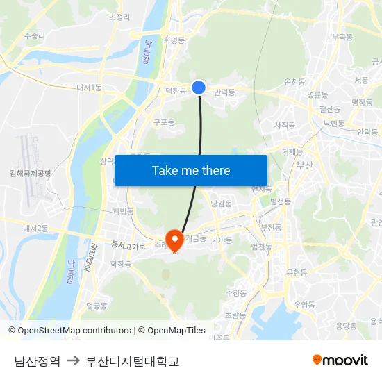 남산정역 to 부산디지털대학교 map