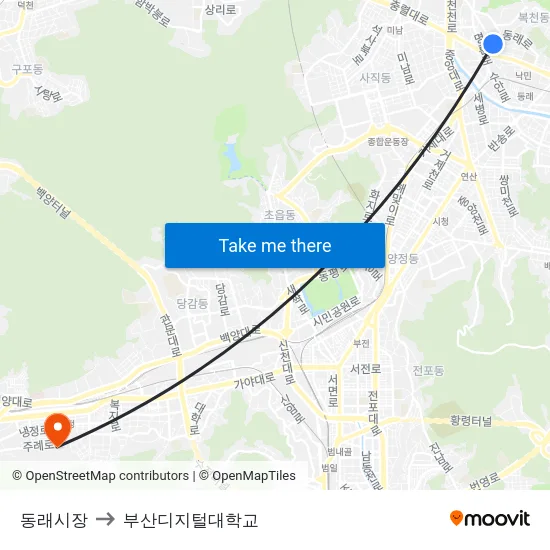 동래시장 to 부산디지털대학교 map