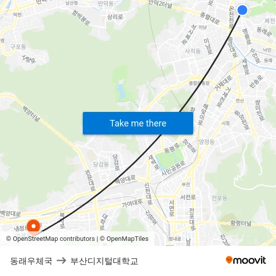 동래우체국 to 부산디지털대학교 map