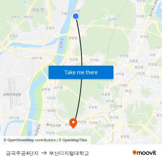 금곡주공4단지 to 부산디지털대학교 map