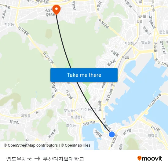 영도우체국 to 부산디지털대학교 map