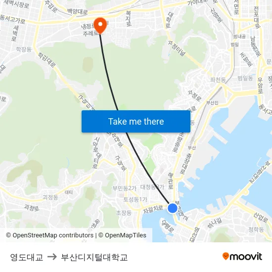 영도대교 to 부산디지털대학교 map