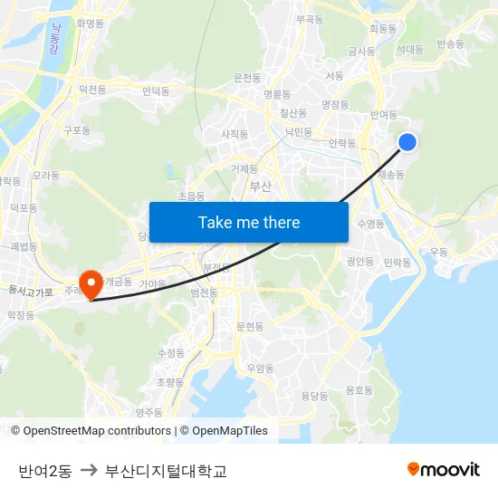반여2동 to 부산디지털대학교 map