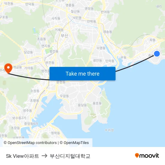 Sk View아파트 to 부산디지털대학교 map