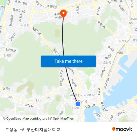 토성동 to 부산디지털대학교 map