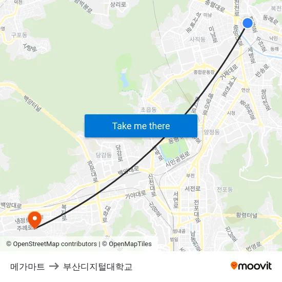 메가마트 to 부산디지털대학교 map