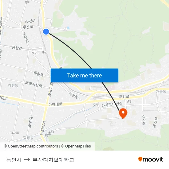 능인사 to 부산디지털대학교 map