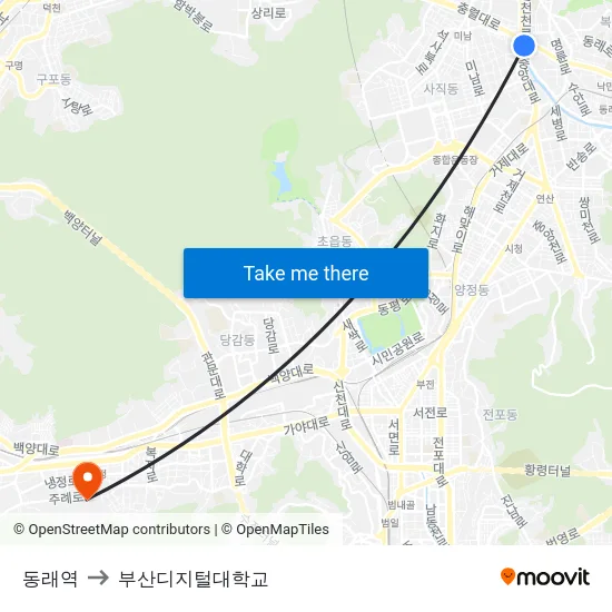 동래역 to 부산디지털대학교 map