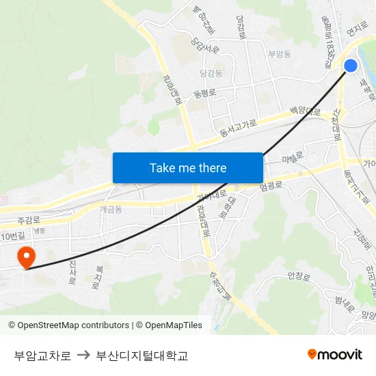 부암교차로 to 부산디지털대학교 map