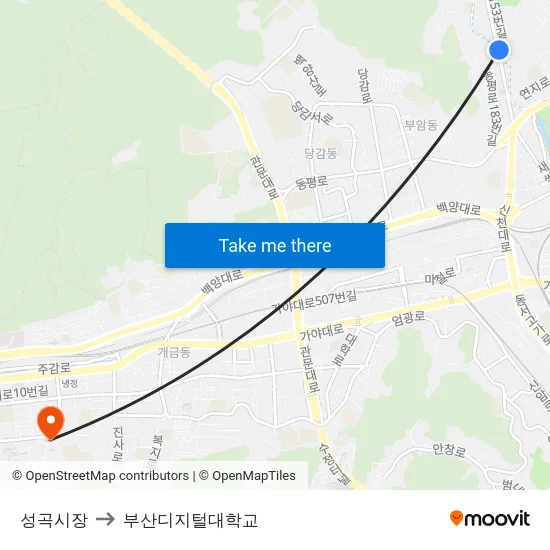 성곡시장 to 부산디지털대학교 map